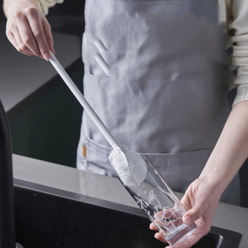 Silicone Cup Brush Cup Washing Brush Mug Cleaning Long Handle Insulation Cup Cleaning Brush Blue