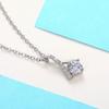 Silver Plated Round Cut CZ Solitaire Pendant Necklace, Twisted Accent Cable Chain Necklace for Women