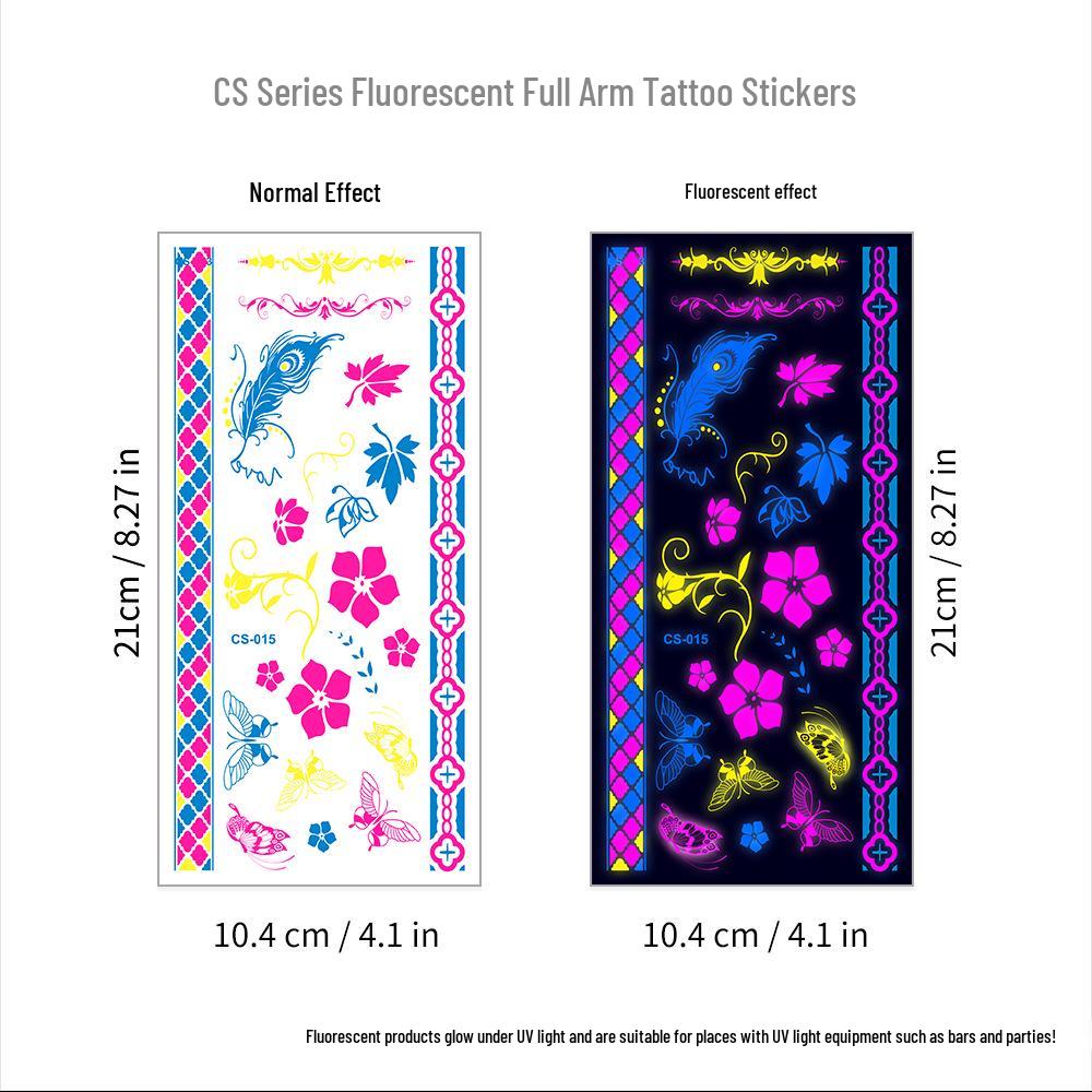 Creative Fluorescent Waterproof Full Arm and Face Tattoo Sticker