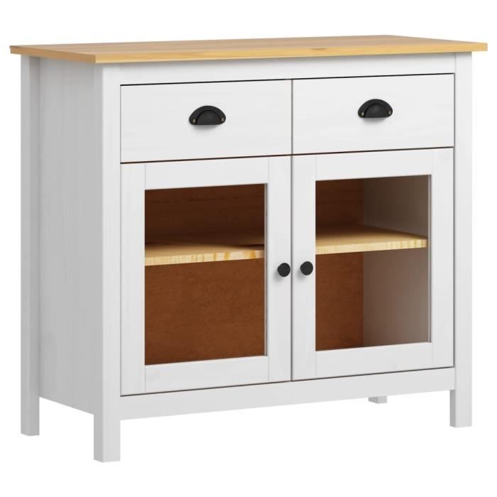 VidaXL Buffet Hill Range Blanc 90x40x80 cm Bois de pin solide