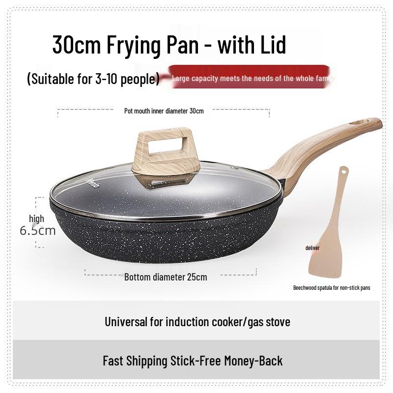 British Maifan Stone Non-Stick Wok: Flat Bottom Pan for Steak, Stir-Fry, and Cooking On Induction and Gas Stoves
