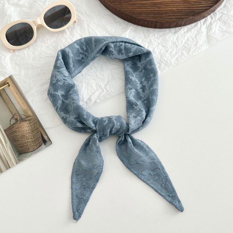 Silk scarf new double-sided pattern texture cotton and linen neck protection small scarf headband headband triangular scarf waist tie