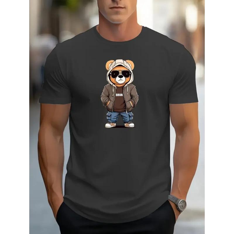 Men's Streetwear-Inspired Cartoon Bear T-Shirt | Versatile Crew Neck | Summer-Ready Short Sleeves | Trendy Casual Wear T-Shirts Men’s