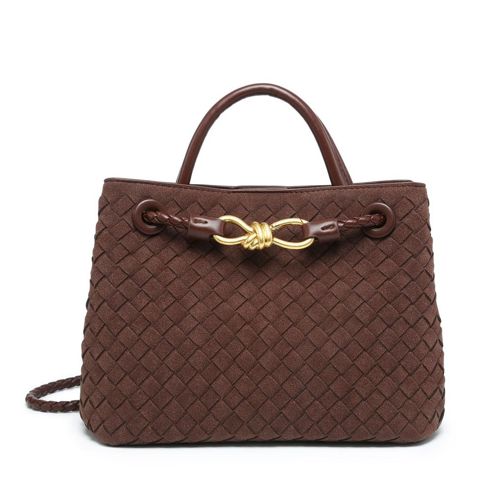Imitation suede matte woven bag handbag metal butterfly buckle messenger women's bag fashion