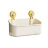 Wall Mounted Suction Cup Storage Basket Bathroom Organizer No Drilling Required Deep Storage Rack for Toiletries and Daily Essentials