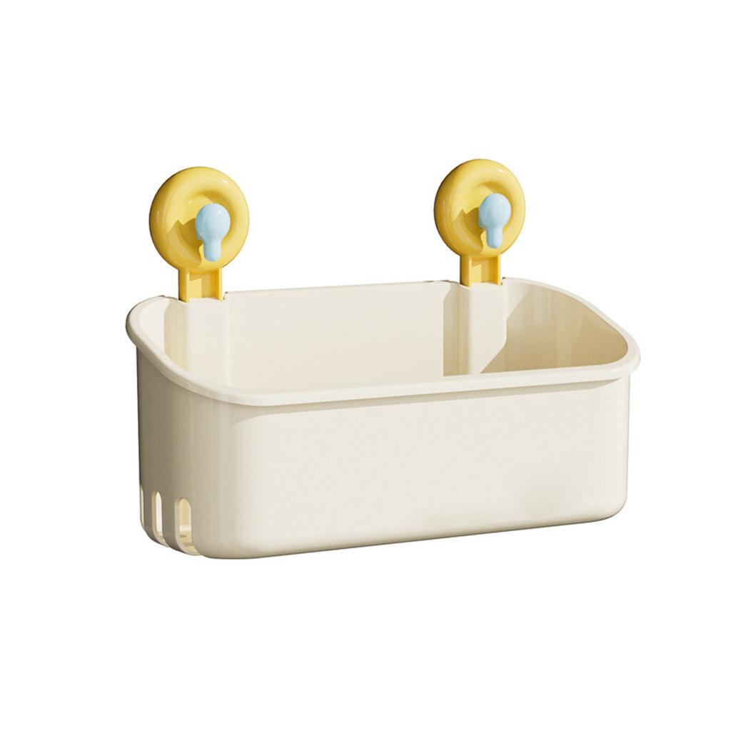Wall Mounted Suction Cup Storage Basket Bathroom Organizer No Drilling Required Deep Storage Rack for Toiletries and Daily Essentials