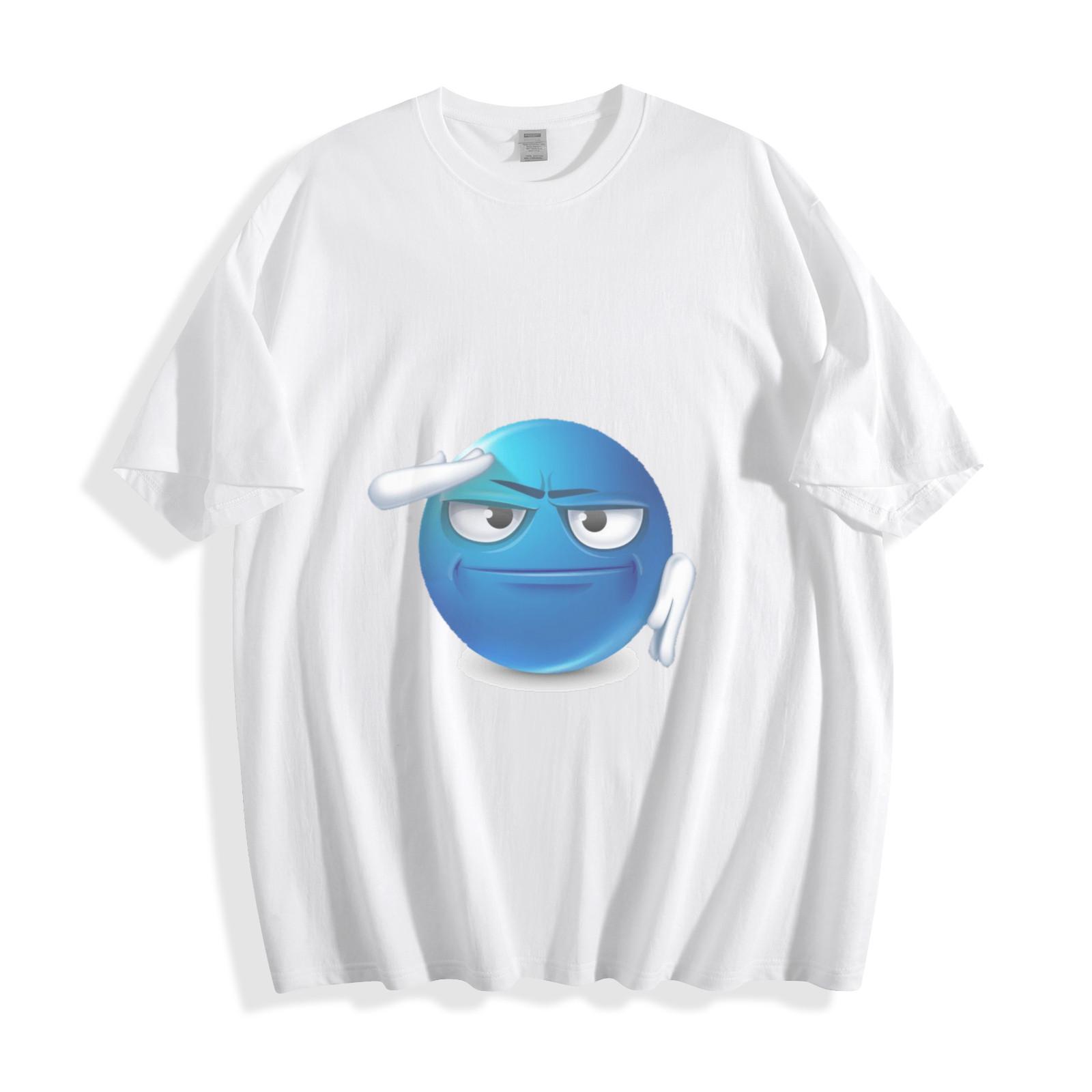 Sassy Blue Emoji Salute T-Shirt - Confident & Edgy Design Unisex Tee 3XL