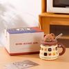 Ceramic Cup Souvenir Mug with Lid Spoon Creative Cute High Value Couple Coffee Water Cup