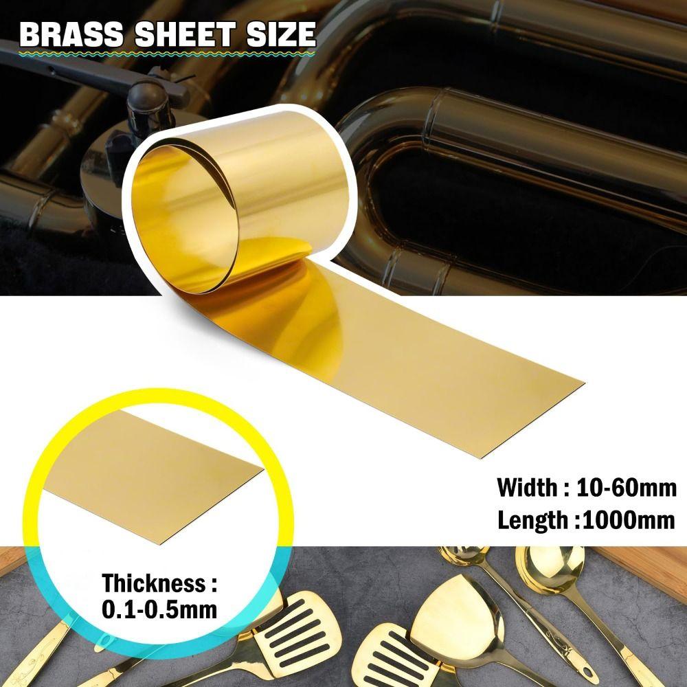 New Thick 0.1-0.5mm Brass Sheet Brass Flat Width 10-60mm Length 1000mm Brass Strip Brass Metal