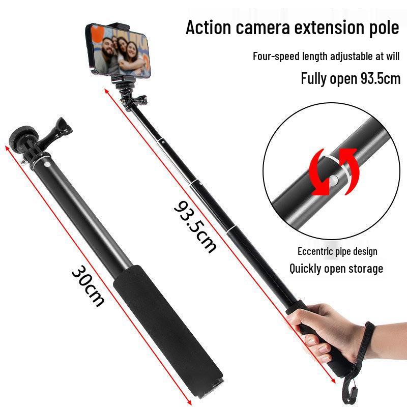 Telescopic Extension Pole for GoPro Hero10/9/8, Yi Action Cam, & Mobile Phone Live Streaming