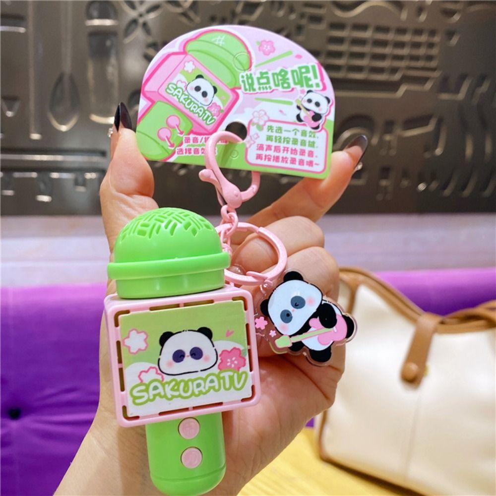 Originality Style Mini Microphone Keychain Cartoon Panda Recording Microphone Keychain  Gift Giving
