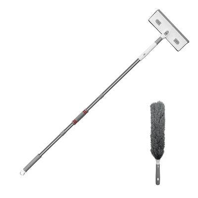 Window Squeegee Cleaner 4 In 1 Window Cleaning Tool with Elbow and Straight Extension Pole Telescopic Window.