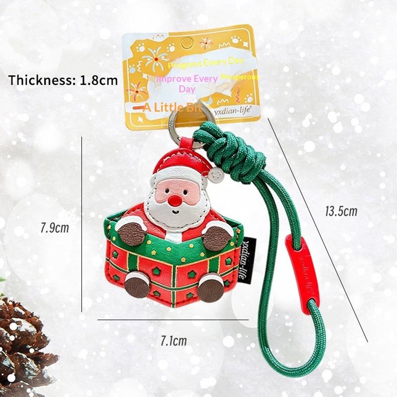 Cute Christmas Themed Pu Keychains Cartoon Designs Sturdy Lanyard Perfect For Holiday Gifting Bag Decor Daily Use