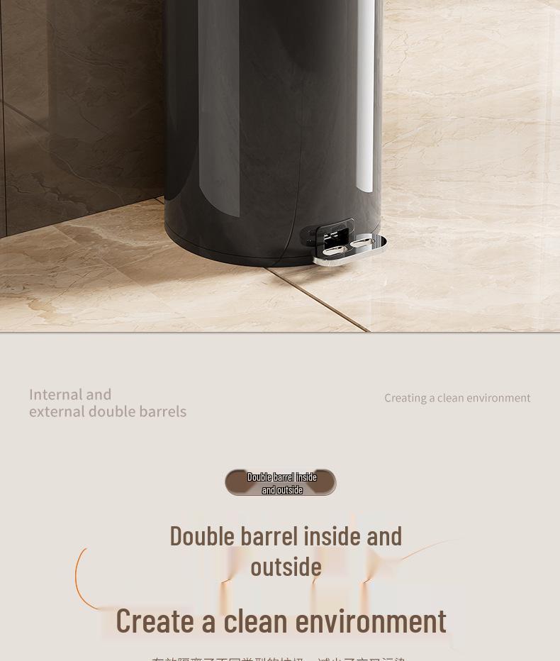 Luxury Foot-Operated Trash Can for Home - Thickened, Lidded, Waterproof for Bathroom & Kitchen