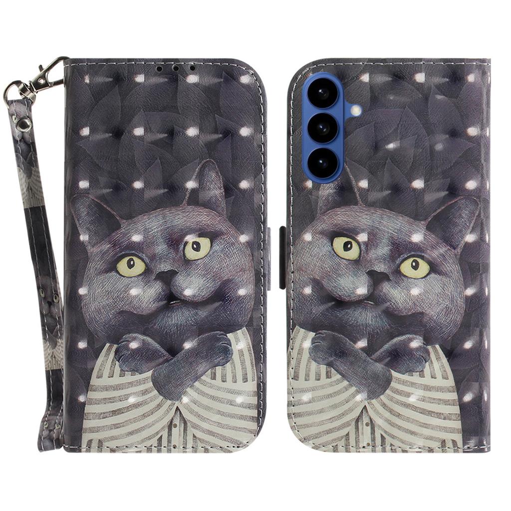 For Samsung Galaxy S26+ Case Pattern Printing Leather Wallet Phone Cover with Wrist Strap