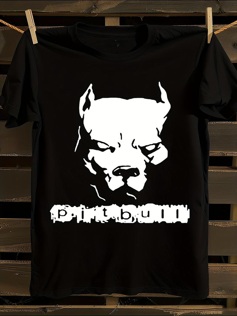 Pitbull Grafik T-Shirt Herren T-Shirt Damen T-Shirts mit Buchstabendruck Kurzararm T-Shirt Lässiges Street T-Shirt Oberteil