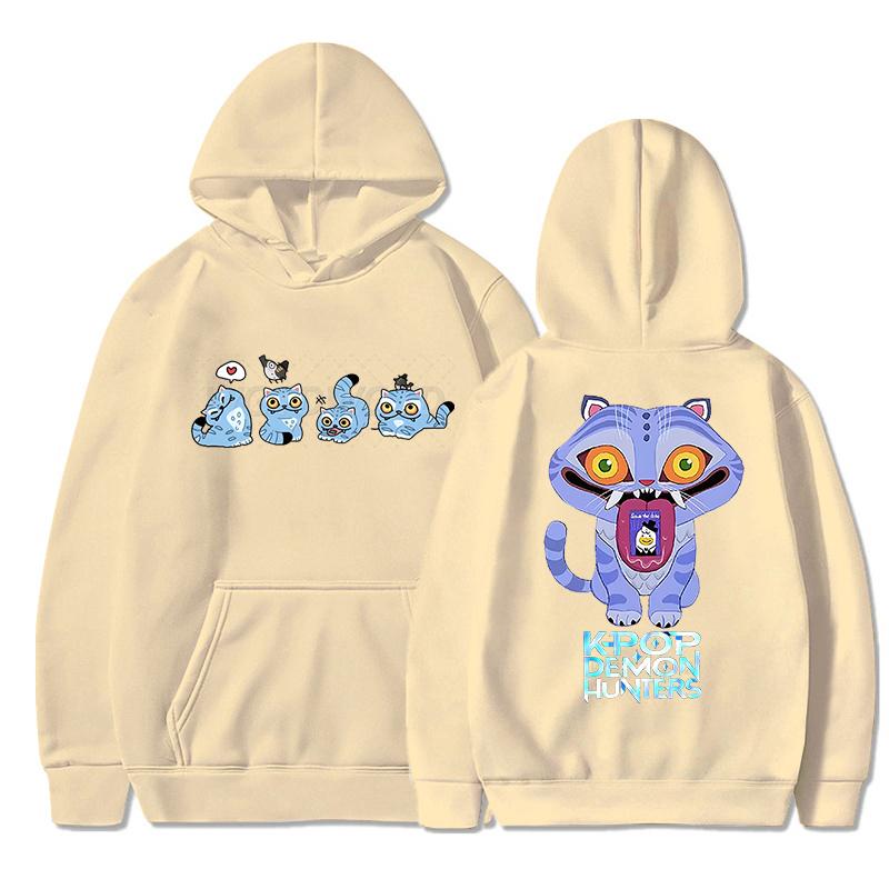 KPop Demon Hunters Tiger Pullover Hoodie for Men Women Cute Tiger Cartoon Classic Street Style Hoodies Tops