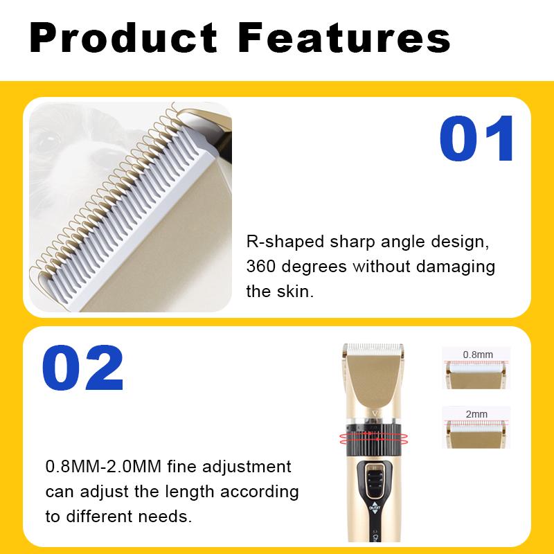 Custom Logo Long Hair and Short Hair Low Noise Pet Hair Clipper Trimmer