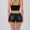 Summer Women Shorts High Waist Glossy Suraface Bronzing Slim Fit Pure Color Elastic Super Short Pants Club Dance Performance Mini Shorts