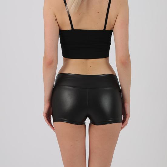 Summer Women Shorts High Waist Glossy Suraface Bronzing Slim Fit Pure Color Elastic Super Short Pants Club Dance Performance Mini Shorts