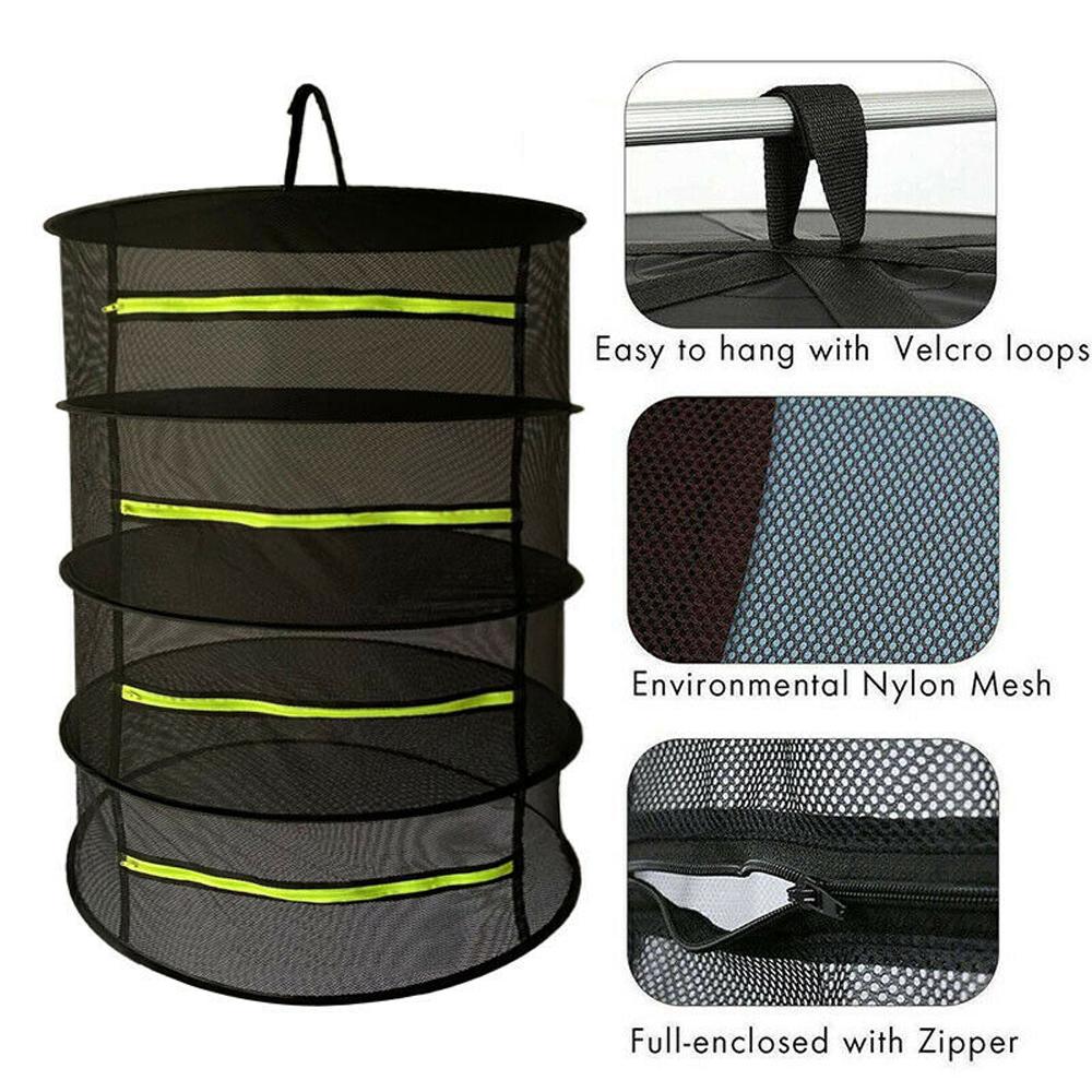 4 Layer Drying Rack Net Large Shelf Hydroponic Herb Plant Hanging Dryer