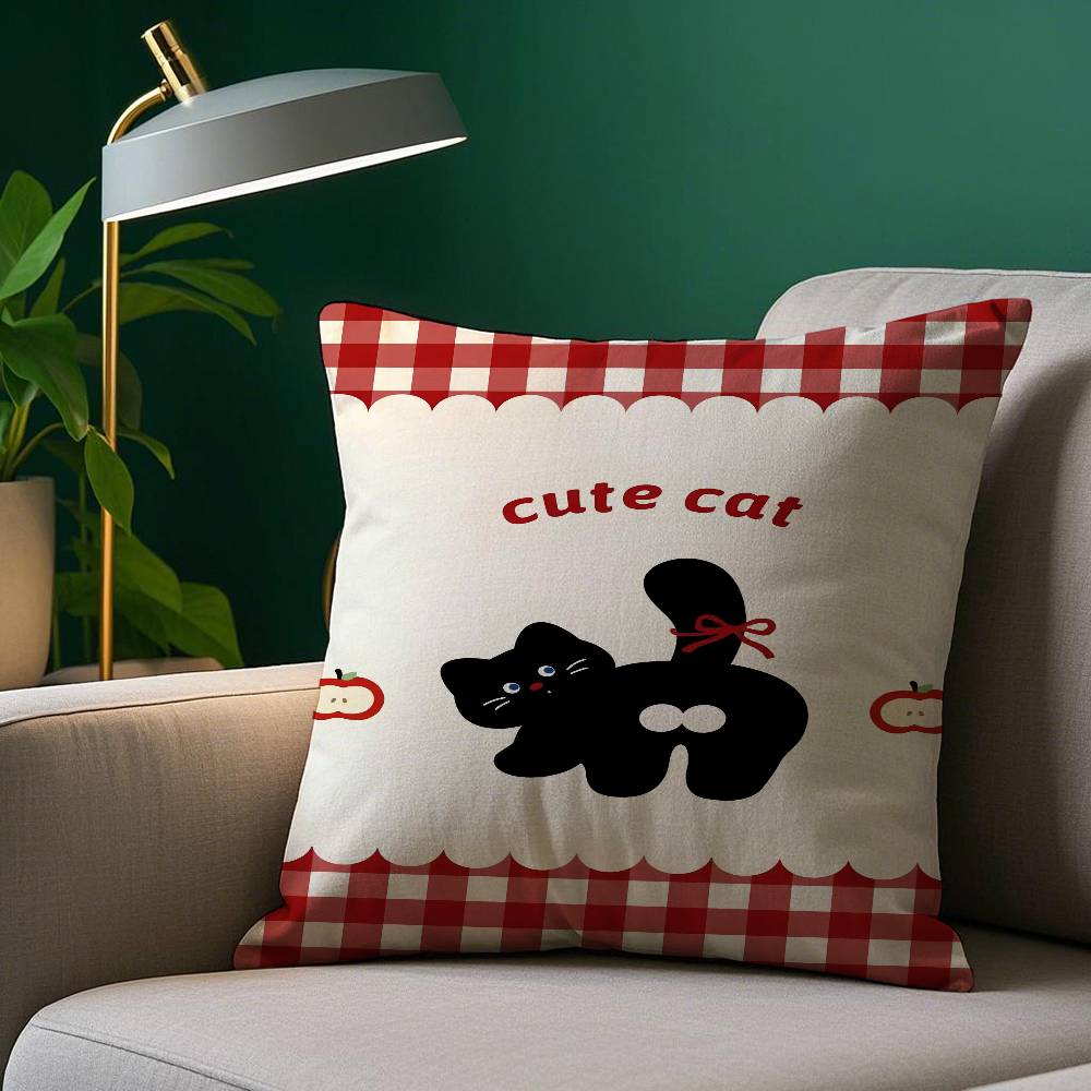 Cute Cartoon Cat Pillow Case Plush Fabric Soft Pillowcase Double Sided Print Sofa Cushion Cover Throw