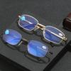 Unisex Blue Light Blocking Metal Folding Reading Glasses with Square Aspheric Lenses