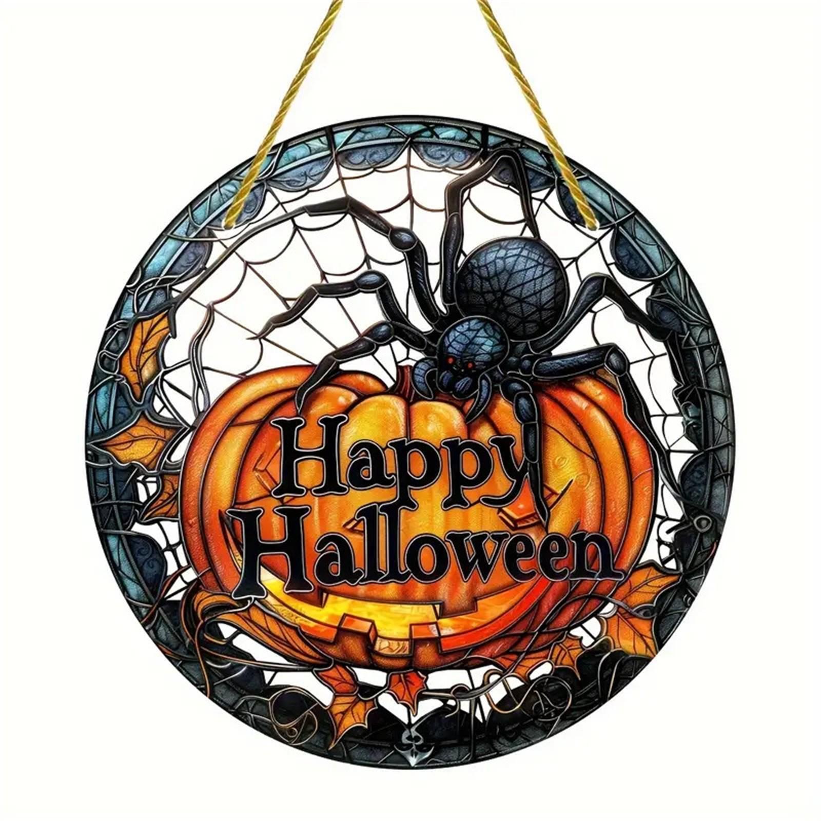 

Halloween Spider Pumpkins Acrylic Disc Decoration Pendant Haunted House Party, Activity Pendant, Home, Garden Decoration One Size