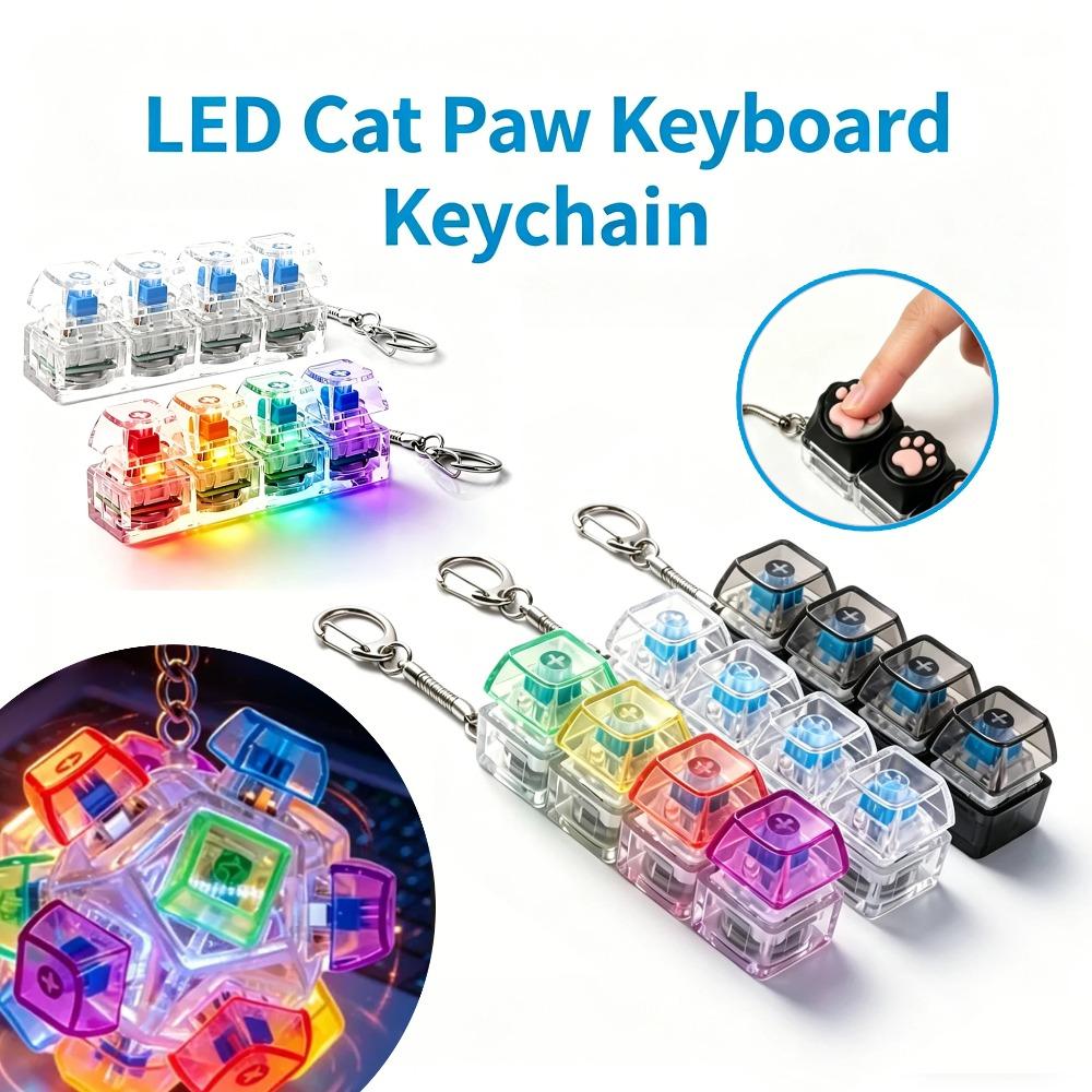 Original LED Leuchtender Schlüsselanhänger Tastatur Klickbarer Knopf Fidget Spielzeug zur Stress- und Angstbewältigung Tragbare Schreibtischdekoration Geschenke