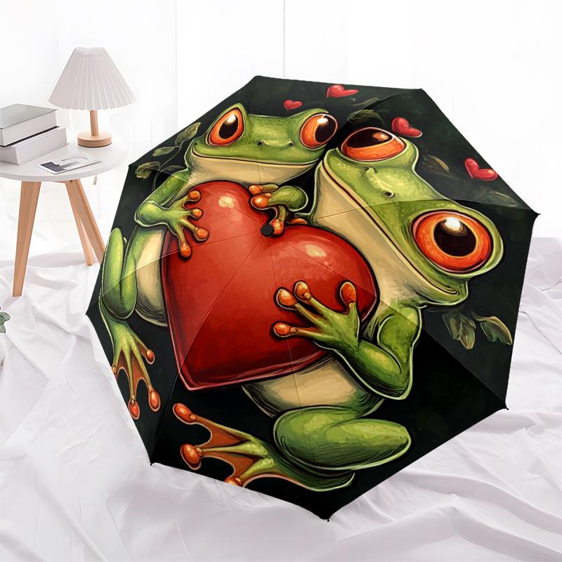 1 PC Automatic Folding Umbrella - Frogs Pattern, Portable & Foldable Design with 8 Ribs, Christmas Birthday Gifts