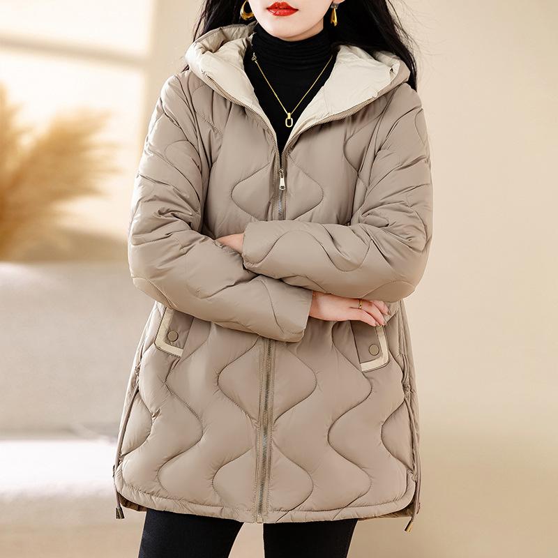 

Winter Parkas Women Coat Fur Collar Hooded Overcoat Female Jacket Parka Thick Warm Cotton Padded Outwear M хакі