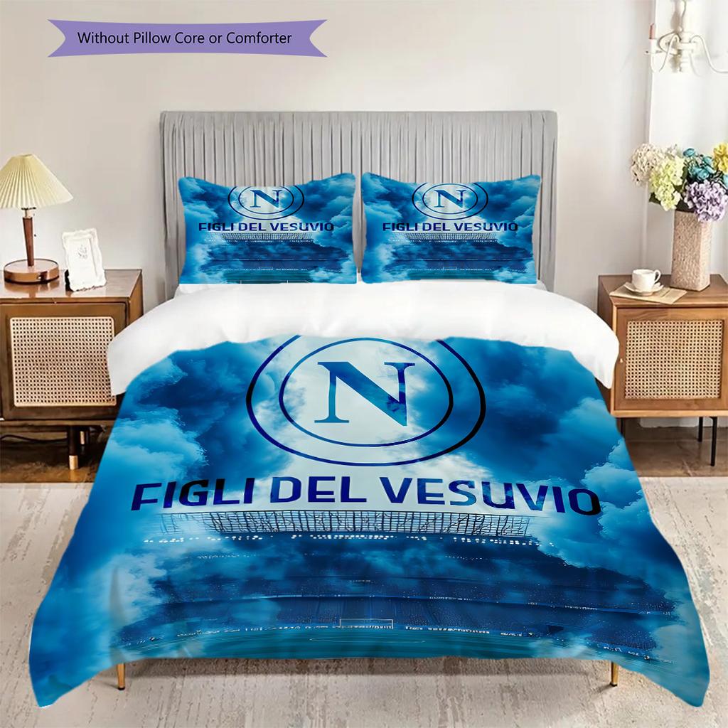 Set Copripiumino Trapuntato con Fantasia SSC Napoli Federa Decorazione per la Casa Regalo di Compleanno (1 * copripiumino + 2 * federa, senza nucleo)