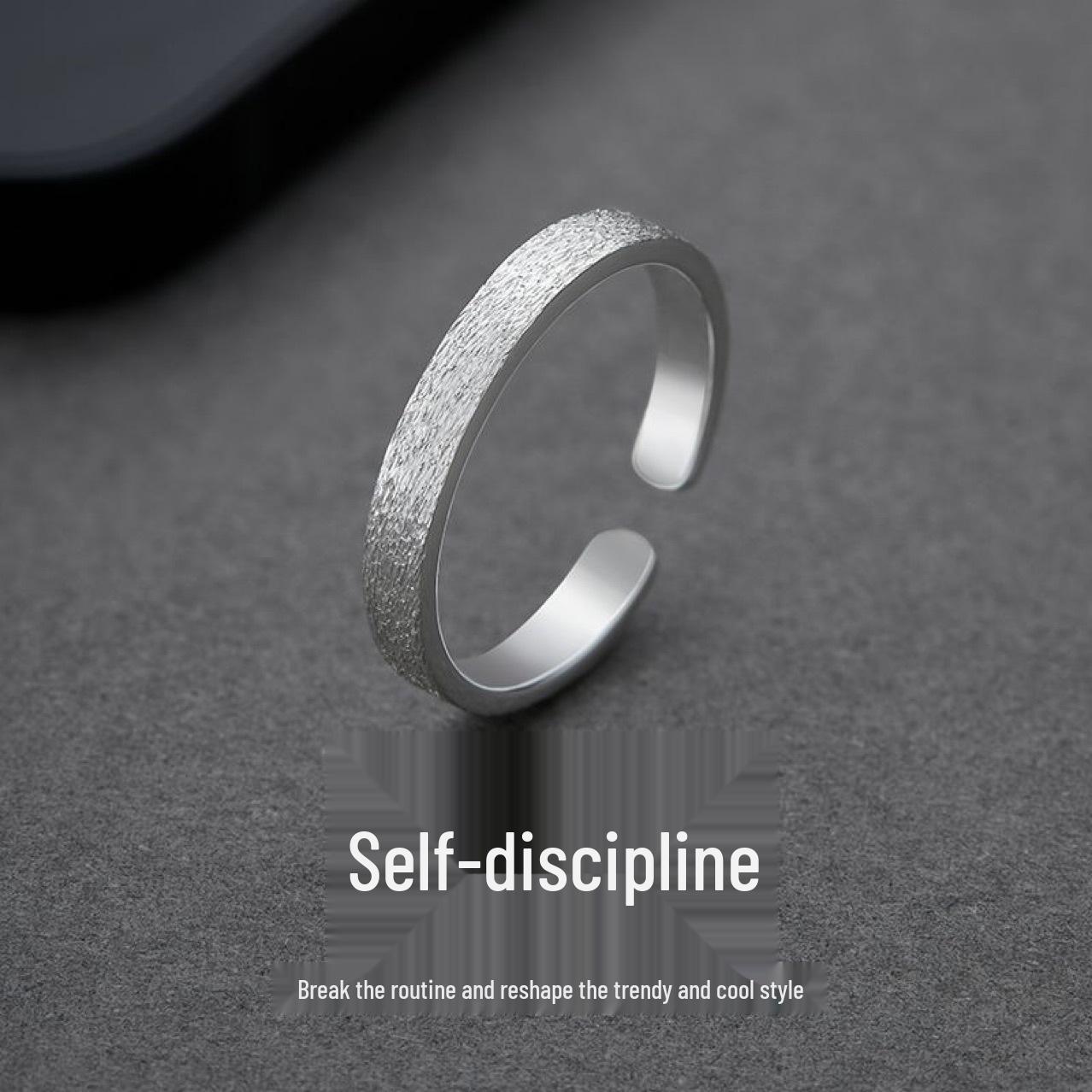 Rising Sun Frosted Self-Discipline Adjustable Open Ring - Minimalist Style Women s Frosted Brushed Plain Ring