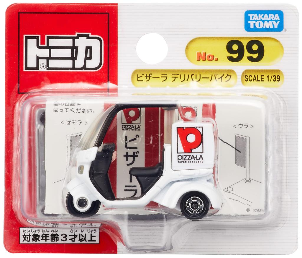 TAKARA TOMY Tomica 99 Delivery Bike Miniature Car Toy for Ages 3 and Up No. Pizza-La (Blister Packaging)