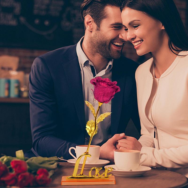 Valentine Day Creative Gift Gold Dipped Rose Lasts Forever Love Wedding Decor Lighting Roses Love Eternal Flower For Indoor