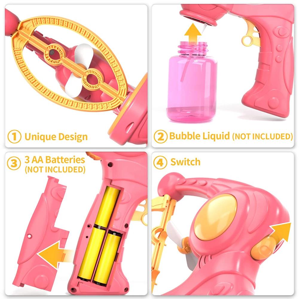 Non-Toxic Automatic Bubble Gun Blowing Electric Soap Bubbles Maker Machine Summer Outdoor Park Party Play Toy Birthday Gift For Kids