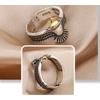Adjustable Open Ring With Eagle Motif Vintage Style Unisex Copper Plated Geometric Statement Jewelry