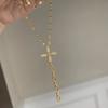 Luxury Vintage Star Compass Necklace Sparkling Full Diamond Fish Scale Layered Cross Tassel Collarbone Chain for Women