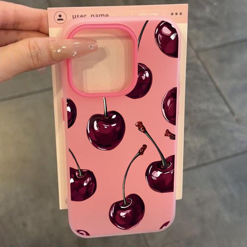 Red Cherry Jelly Phone Case For Samsung Galaxy S25 S24 S23 S22 Ultra Plus FE A36 A35 A54 A16 A56 A17 A07 5G Solid Hard Cover