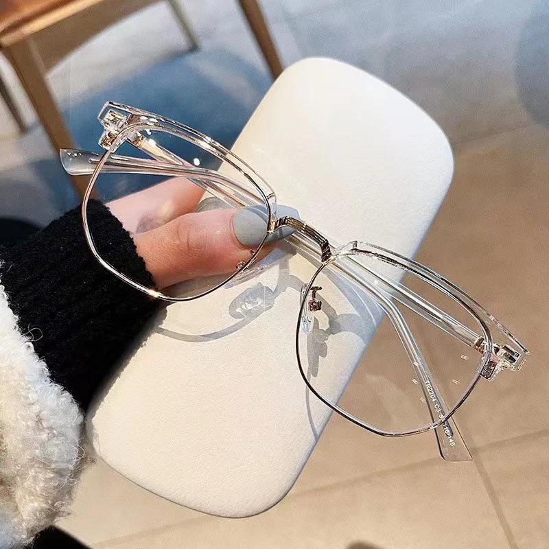 Mote Unisex Firkantede Enkle Briller For Menn Kvinner Metallinnfatning Briller Polygon Briller Skånsomme Svarte Anti Blått Lys Briller