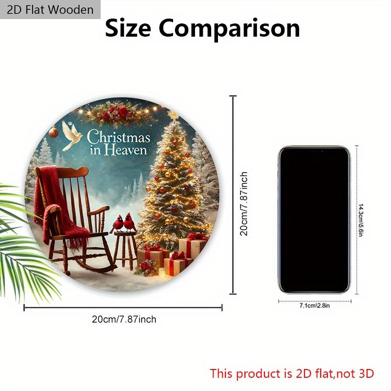 Classic Cardinal Wooden Christmas Sign - Christmas In Heaven Round Sign for Front Door, Wall Hanging Decor - Ideal Christmas Decoration