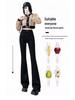 2024 Women's High Waist Velvet Flared Jeans – Slim Fit, Black, Autumn/Winter Collection