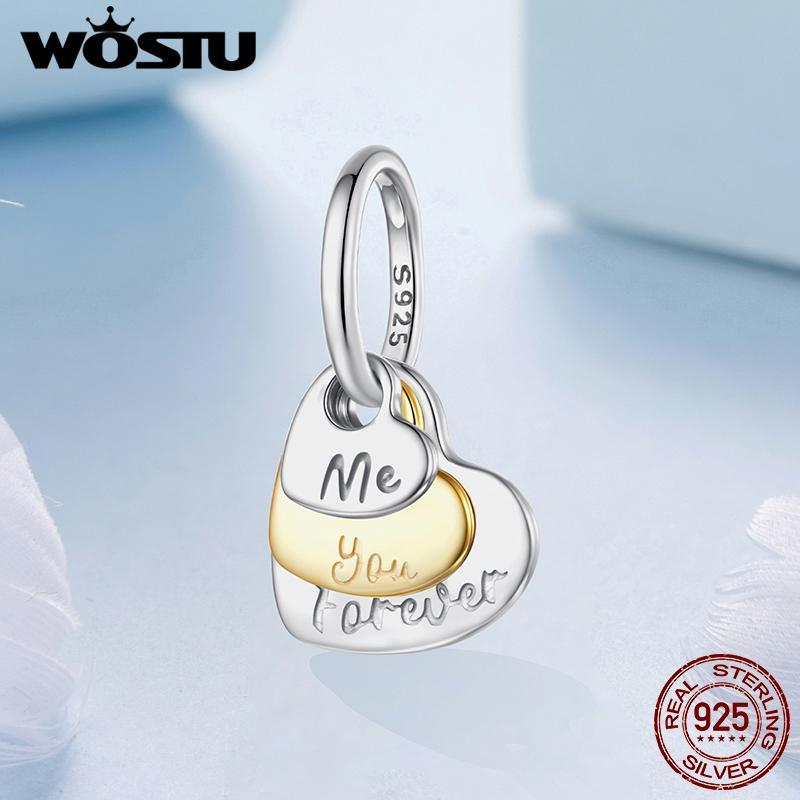 WOSTU 925 Silver DIY Tooth Charm Perfume Bottle Pendant Heart Flower Volleyball Bead Fit Original Bracelet Family Girl Jewelry