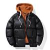 Men's European American Patchwork Color Block Jacket with Detachable Hood - Autumn/Winter Outdoor Wear