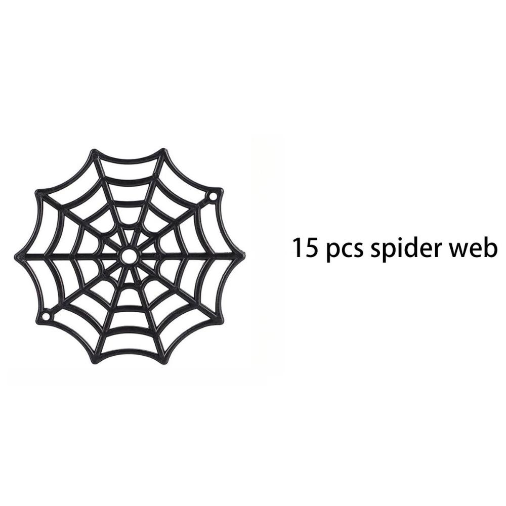 15 PCS Spooky Spider & Spider Web Decor Halloween Party Props Creepy Crawly Ornaments for Haunted House Yard Indoor Scene Setup