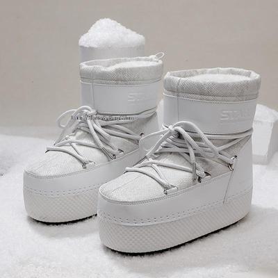 Fashion Winter Women Snow Boots Parent-Child Ski Boots Waterproof Ankle Space Boots Ladies Platform Flat Heel Warm Plush Cotton Shoes