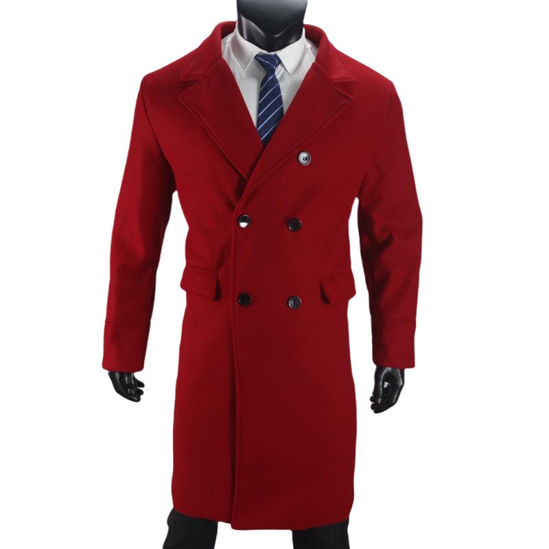 European 2024 Men's Double-Breasted Wool Overcoat In Stock
