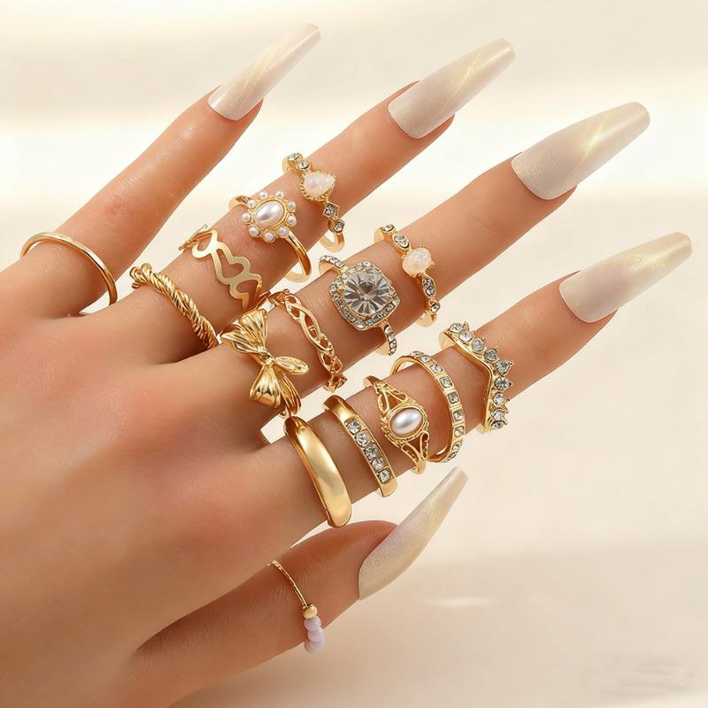 European and American Geometric Creative Ring Set of 30 Pieces, Personalized Irregular Design Women's Ring