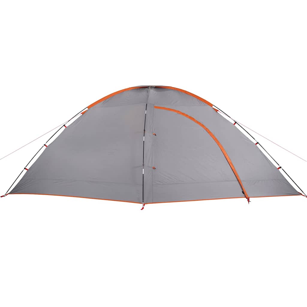 8 Person Camping Tent Grey and Orange Waterproof