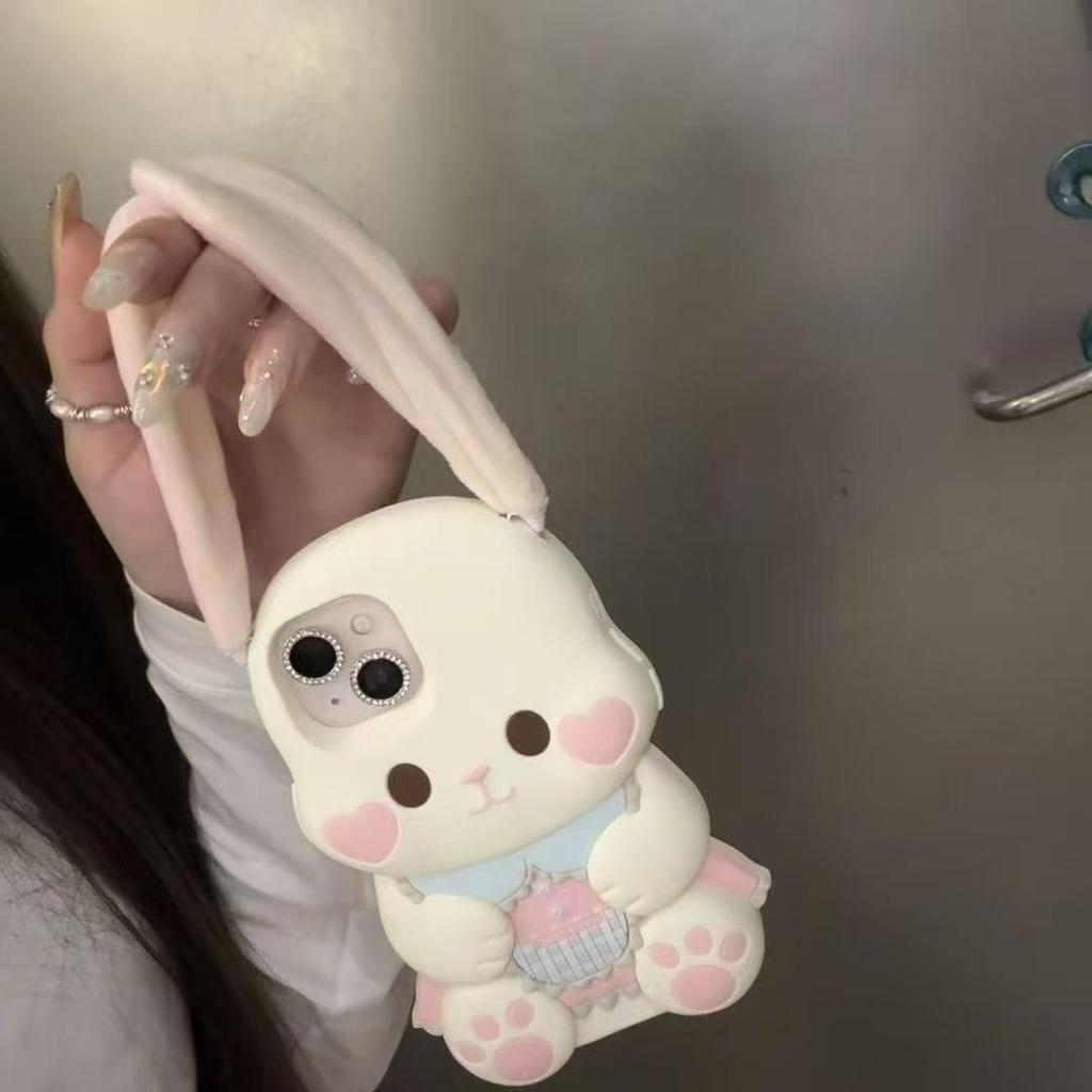 Plush Button Ears Rabbit iPhone 12/13/14/15 Pro Max Drop-Proof Case